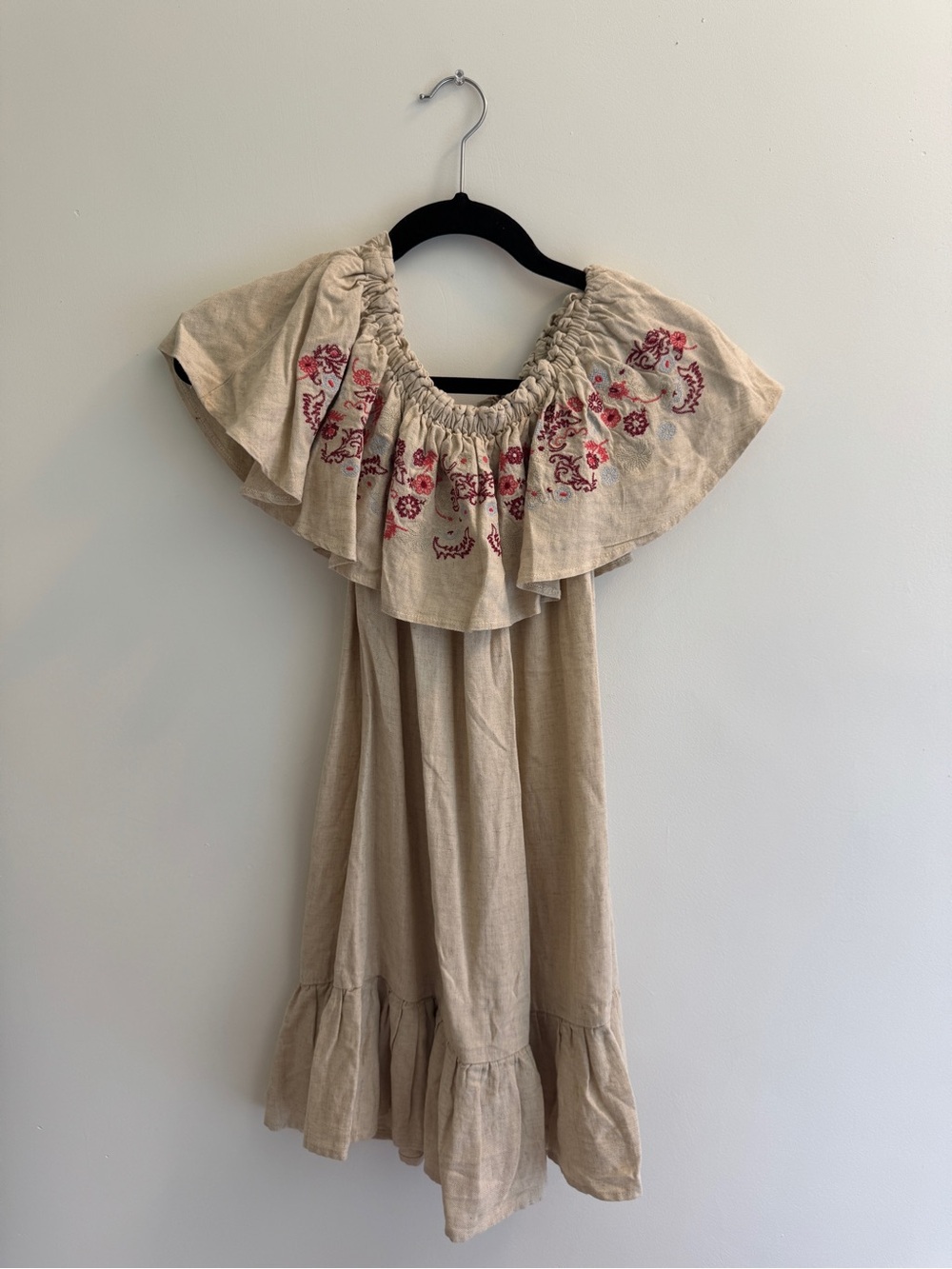 Velez embroidered floral linen blend dress